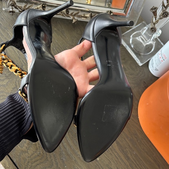 Tom Ford Black Heels with Gold Chain - Picture 4 of 4